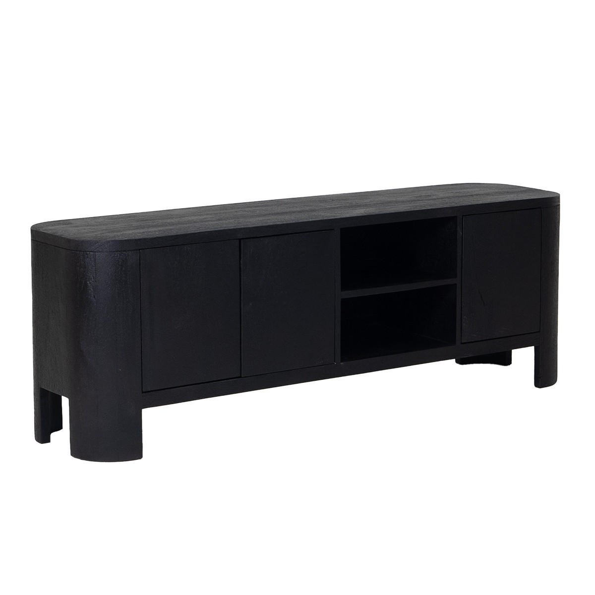 TV-MÖBEL aus Mangoholz 160cm, schwarz - Schwarz, Holz (160/55/40cm) - Giga Meubel