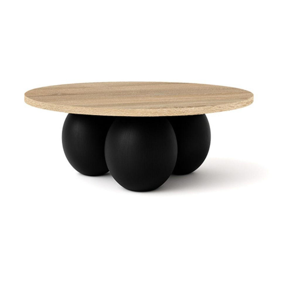 COUCHTISCH BELLY runder 60 cm im modernen Stil (Eiche Sonoma/Schwarz) - Schwarz/Sonoma Eiche, Holz (60/60/27cm) - Dekori_Interiors