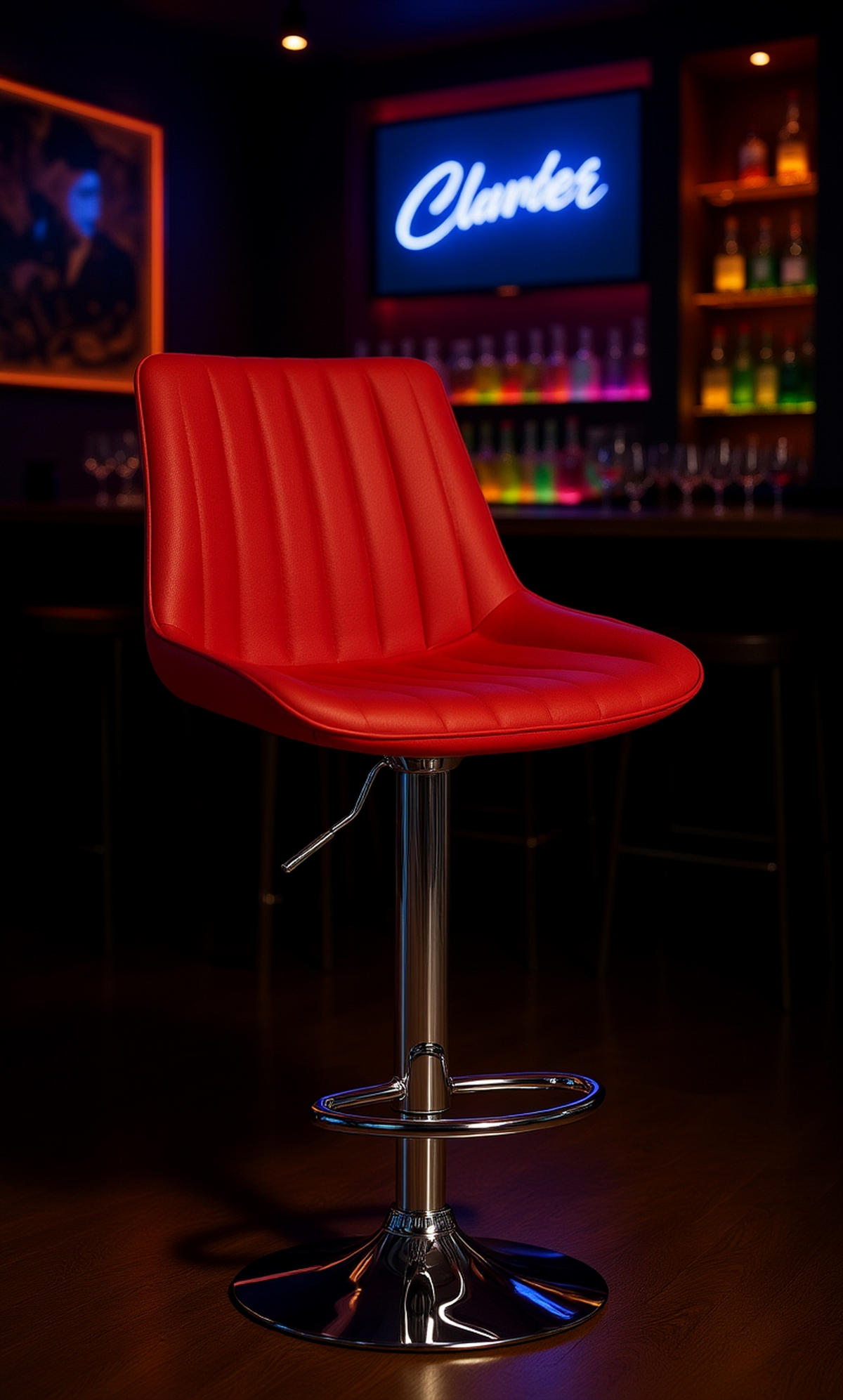 BARHOCKER 2er Set Tolor Stoff chrom rot - Chromfarben/Rot, Textil/Metall (49.5/112/50cm) - TPFLiving