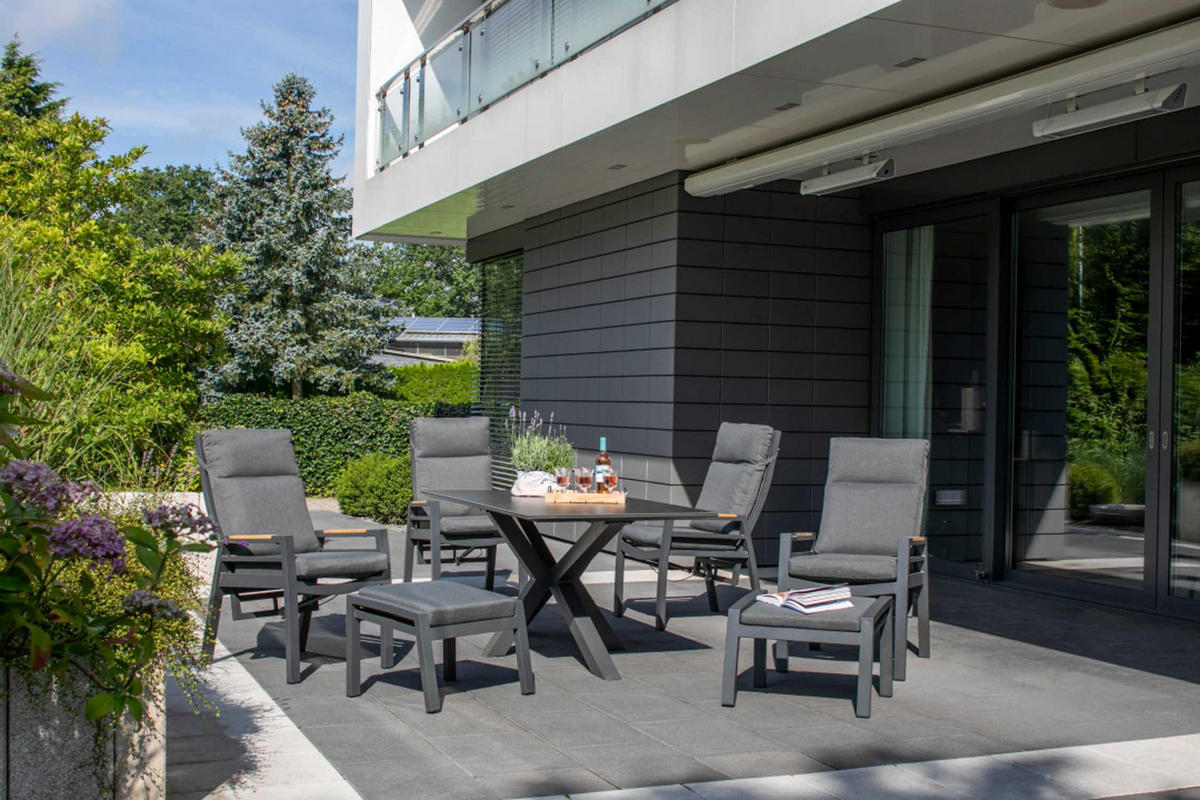 GARTENTISCH Malaga - Grau, Metall (200/90/76cm) - Mr. Deko