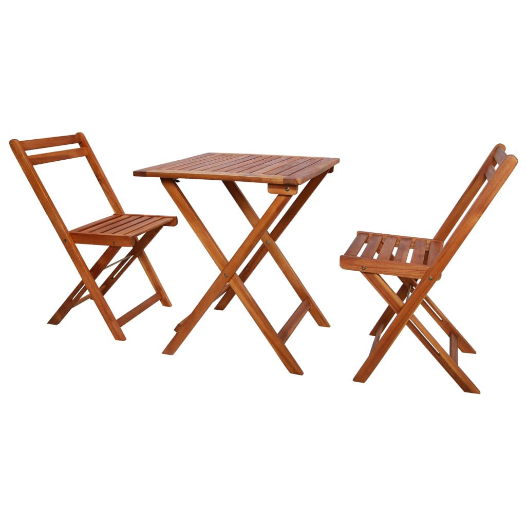 BISTRO-SET 3Er Set Klappbar Massivholz Akazie - Braun, Holz - vidaXL