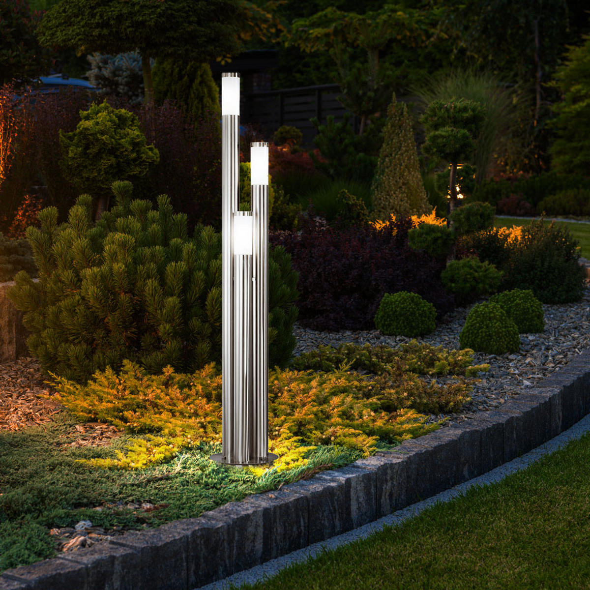 RGB LED STEHLEUCHTE Edelstahl Silber - Silberfarben, Metall (28/28/170cm) - Globo Lighting