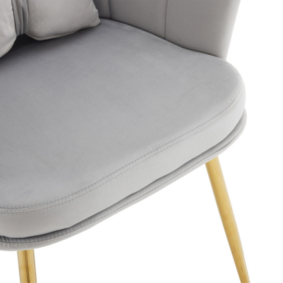SESSEL aus Samt 63×58×77 mit vergoldete Beine, grau - Grau, Textil (58/77/63cm) - Luhomfu