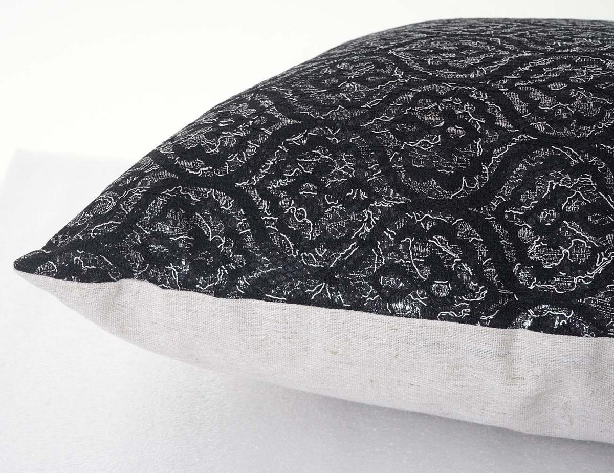 DEKO-KISSEN BAROCK Schwarz, Silber - Silberfarben/Schwarz, Textil (12/45/45cm) - MCW
