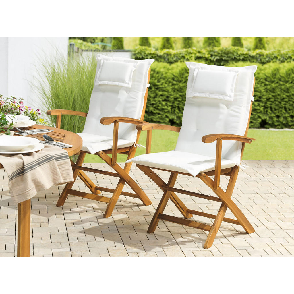 Thumbnail - Beliani Gartenstuhl, Hellbraun, Creme, Holz, 42x93x48 cm, Gartenmöbel, Gartenstühle, Gartenklappstühle
