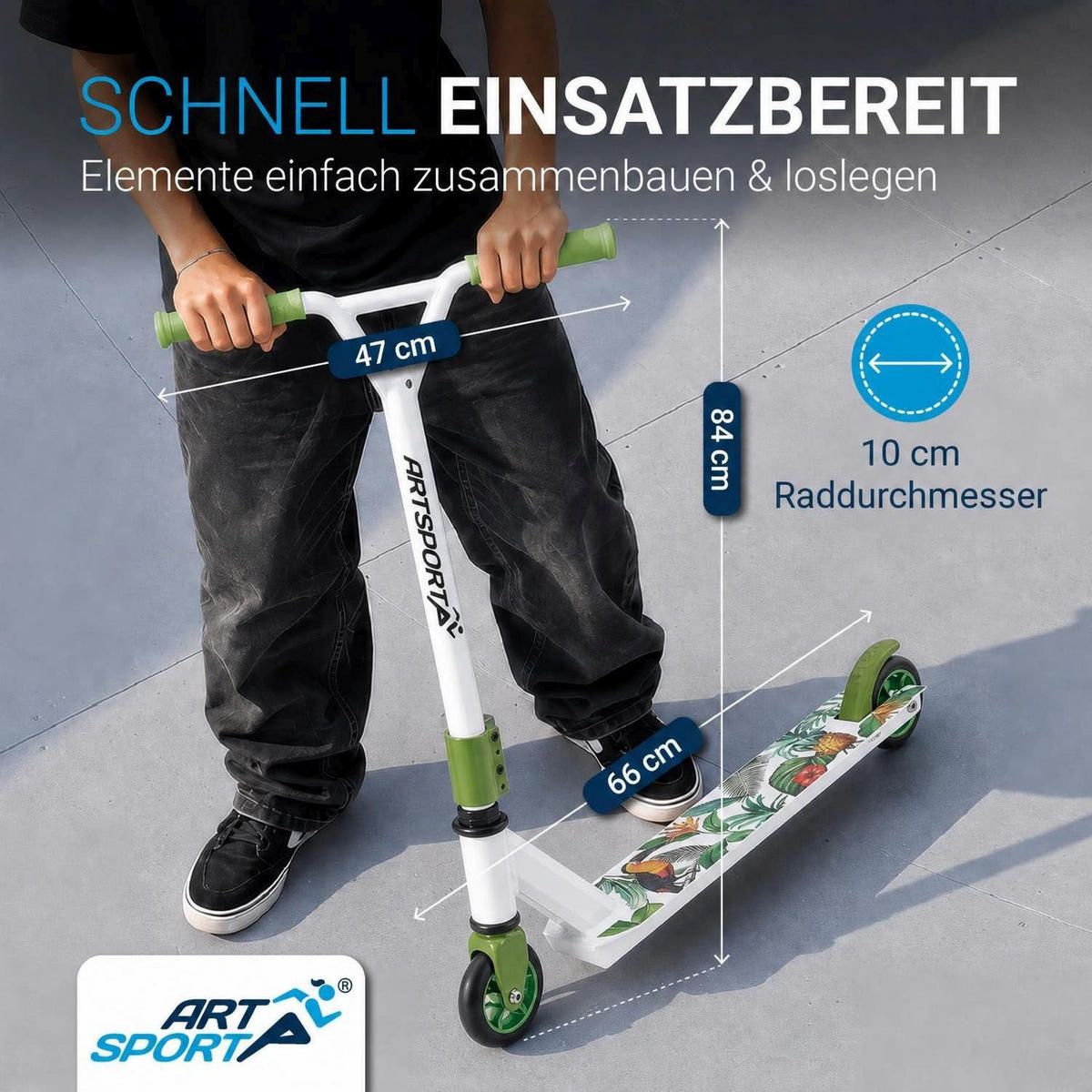 STUNTSCOOTER Hawaiana - Grün, Metall (66/47/84cm) - Artsport