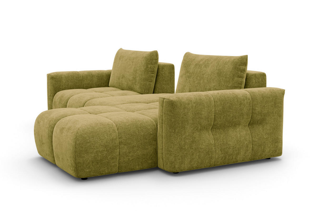 ECKSOFA VERONA 4-Sitzer RECHTS, Khaki - Schwarz/Grün, Holz/Textil (282/173cm) - Courtois Laville
