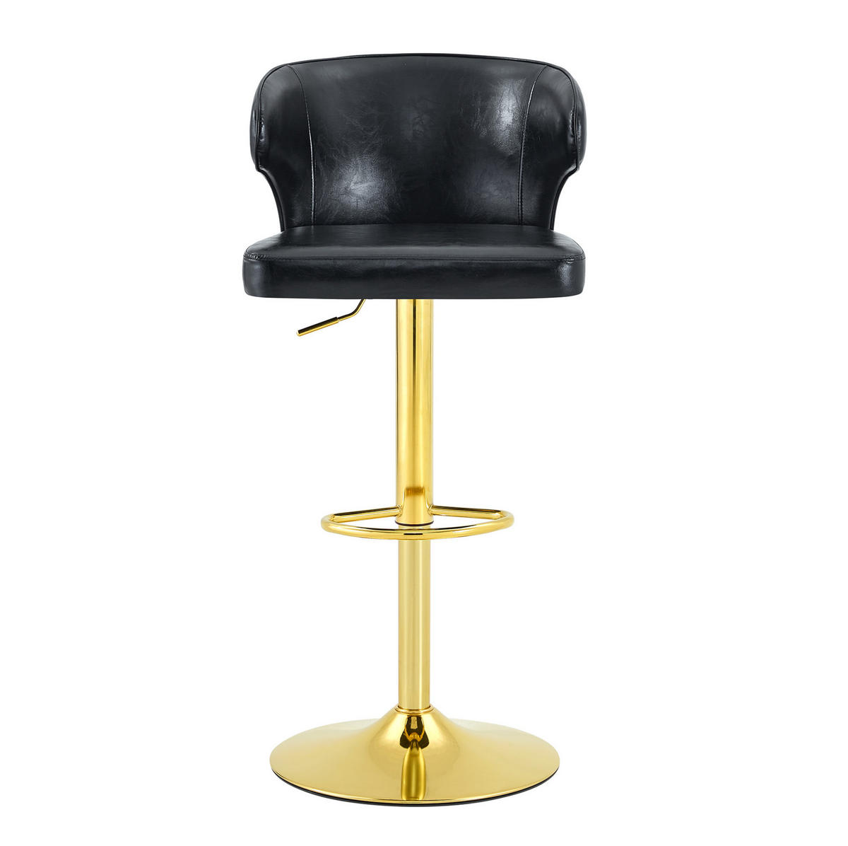BARHOCKER mit Lehne, höhenverstellbar, 360° drehbar, Schwarz - Schwarz, Kunststoff (45/110/49.7cm) - MIVRAY
