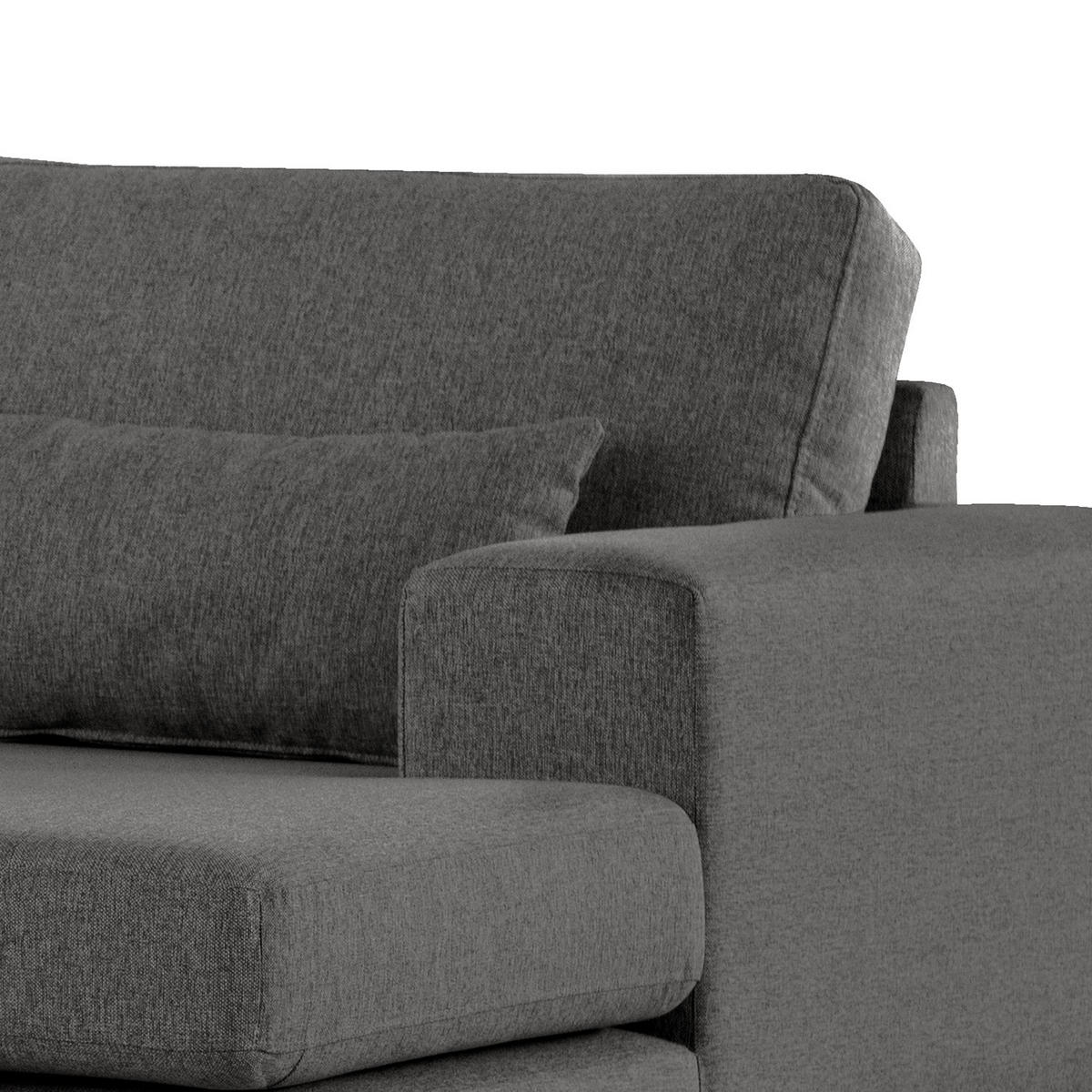 ECKSOFA mit Longchair - Eichefarben/Dunkelgrau, Eichenholz/Textil (281/153cm) - home24