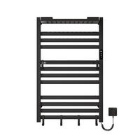 HANDTUCHHEIZKÖRPER 95/60 cm Schwarz elektrisch 375 W mit WLAN, Ablage und 6 Haken - Schwarz, Metall (60/95/20cm) - S'AFIELINA