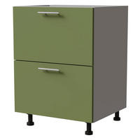 SCHUBLADENUNTERSCHRANK Brerra D2A/60/1A Korpus grau / Front RAL 6025 farngrün Matt 60 / 50 / 82 cm - Grau/Grün, Holz/Holzwerkstoff (60/82/50cm) - Feldmann-Wohnen