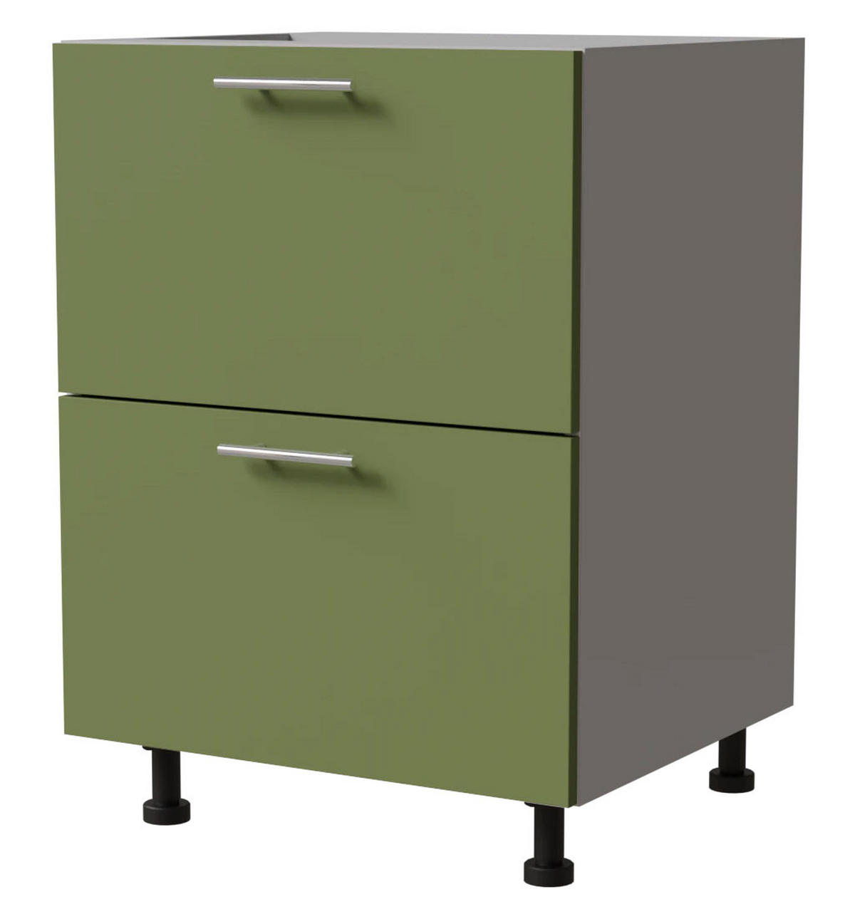 SCHUBLADENUNTERSCHRANK Brerra D2A/60/1A Korpus grau / Front RAL 6025 farngrün Matt 60 / 50 / 82 cm - Grau/Grün, Holz/Holzwerkstoff (60/82/50cm) - Feldmann-Wohnen