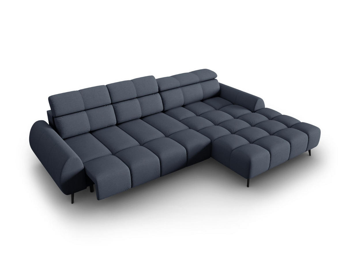 ELEKTRISCHES-ECKSOFA rechts Alyse aus strukturiertem Stoff dunkelblau 5 Sitzplätze - Dunkelblau, Textil (188/295cm) - Micadoni