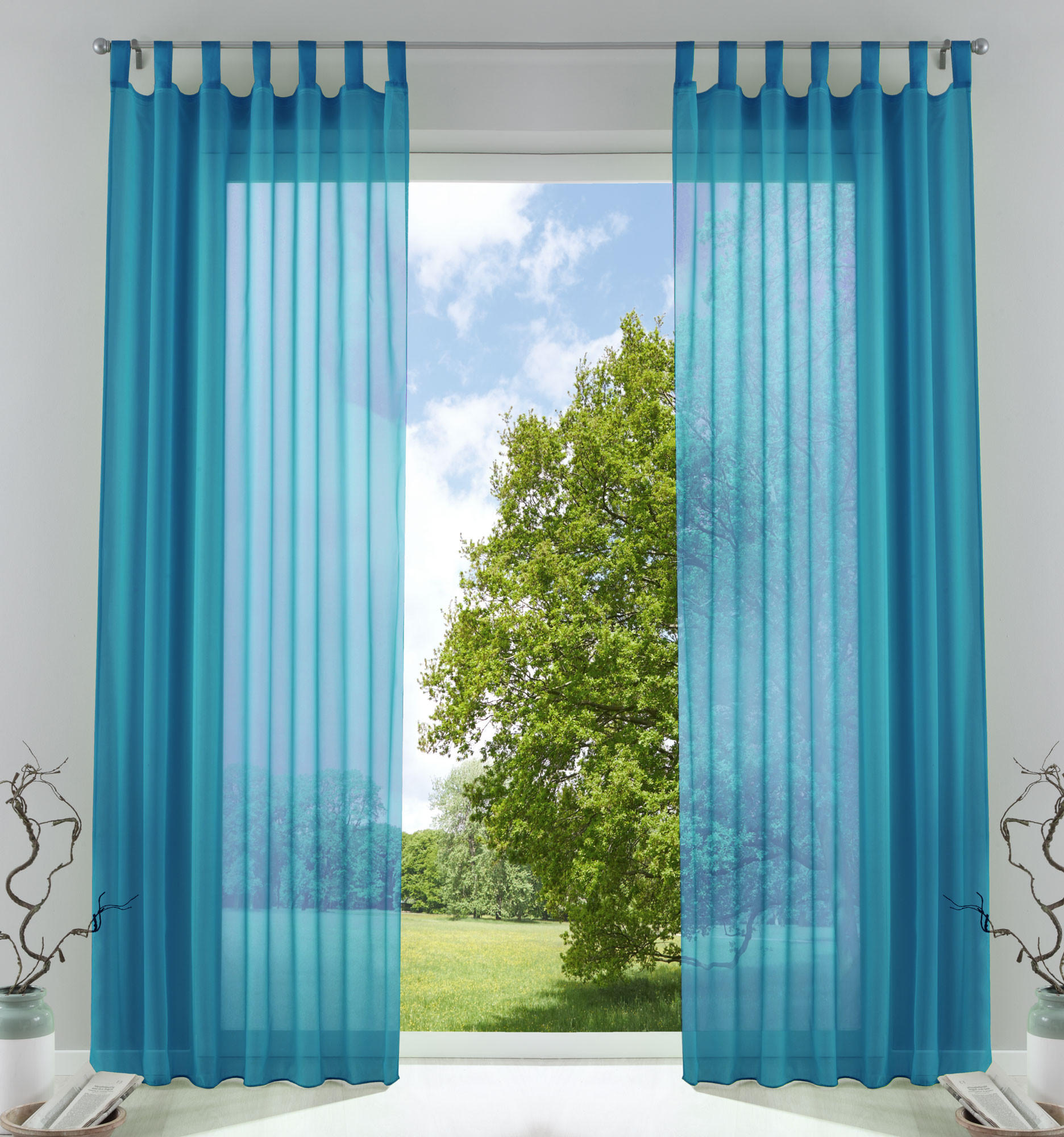 SCHLAUFENGARDINEN Voile 2er Set 245x140 cm Türkis - Türkis, Textil (140/245cm) - Gardinenbox.eu