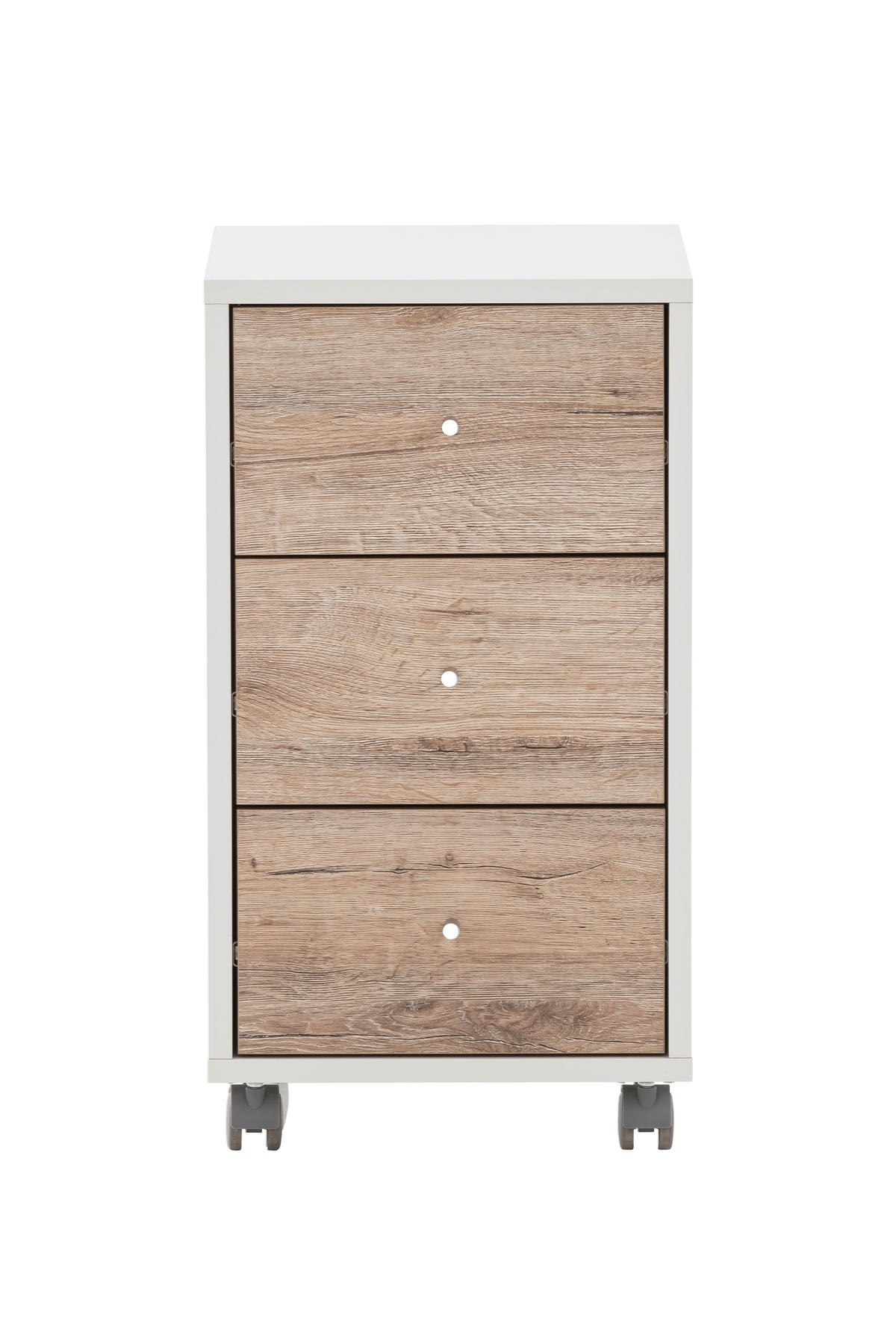 ROLLCONTAINER Pigeon 59,7x32,6x39 cm 3 Schubladen Weiß/Eiche - Weiß, Holz (32.6/59.7/39cm) - PROREGAL