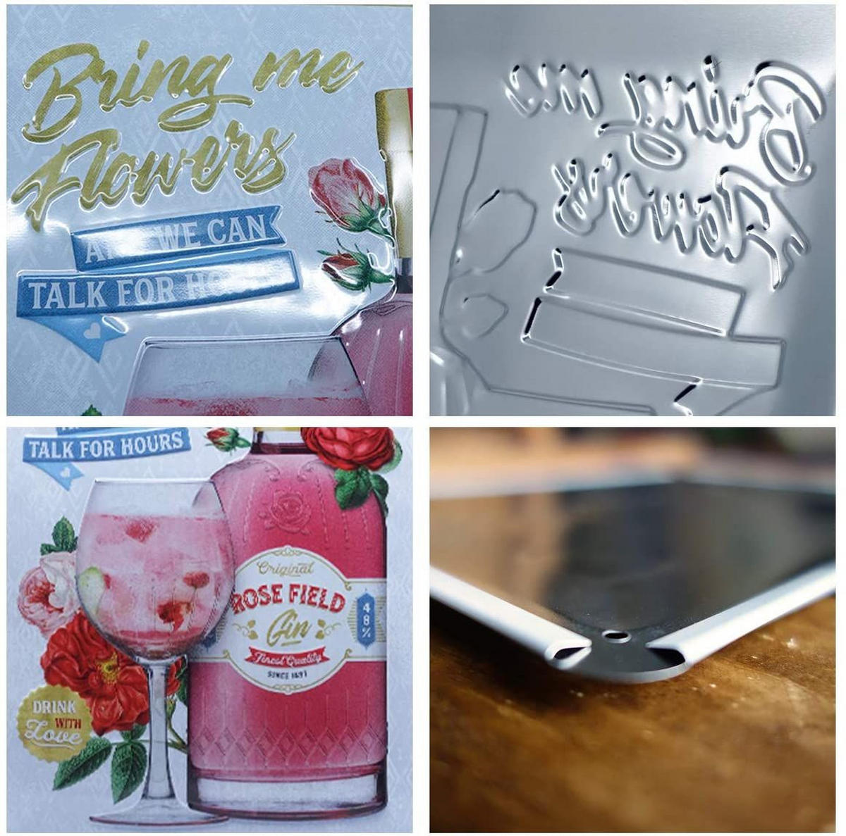 BLECHSCHILD 30/40 cm Open Bar Pink Gin Flowers - Multicolor, Metall (30/40/0.2cm) - Nostalgic-Art