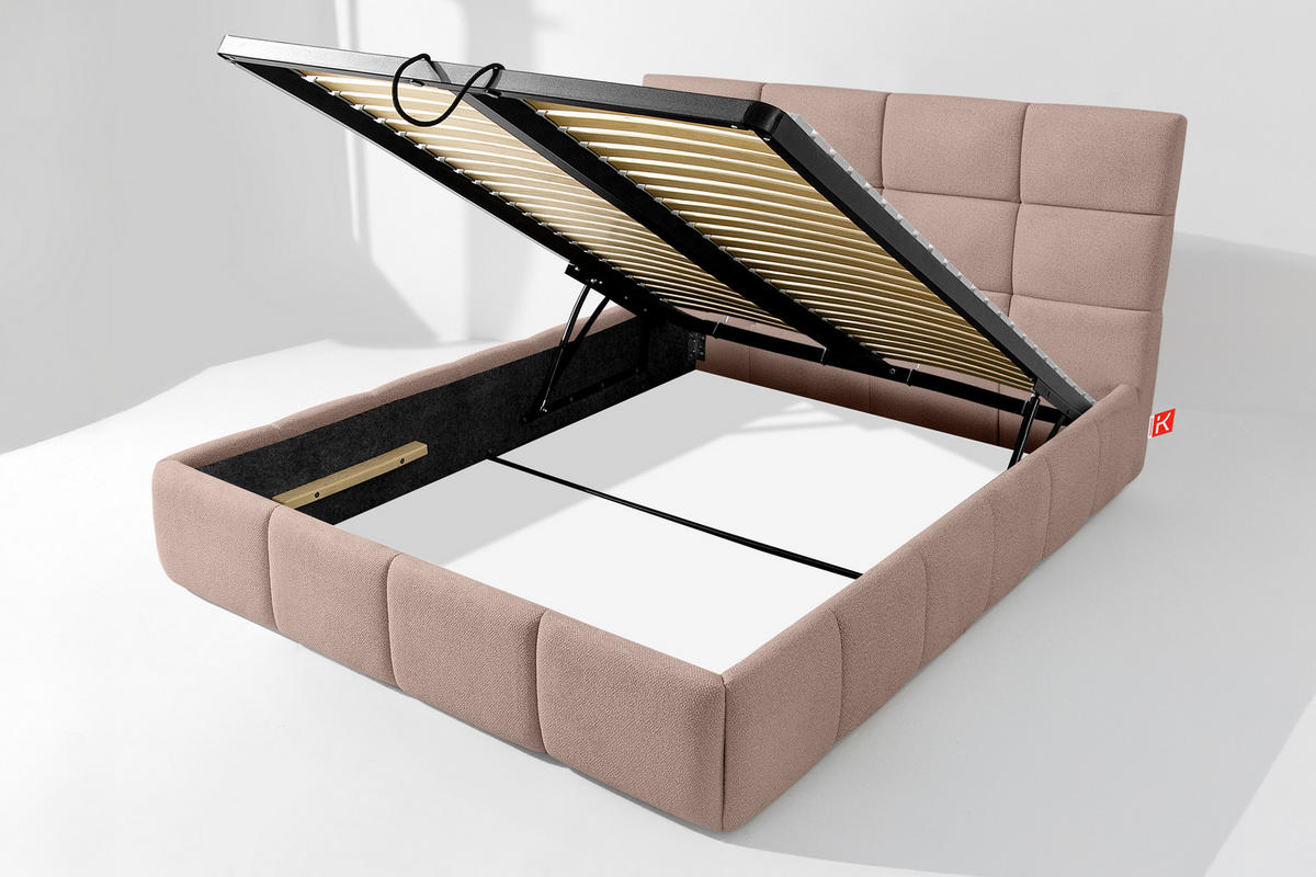 POLSTERBETT ALTOS Bouclé, rosa - Rosa, Holz/Holzwerkstoff (140/200cm) - KONSIMO®