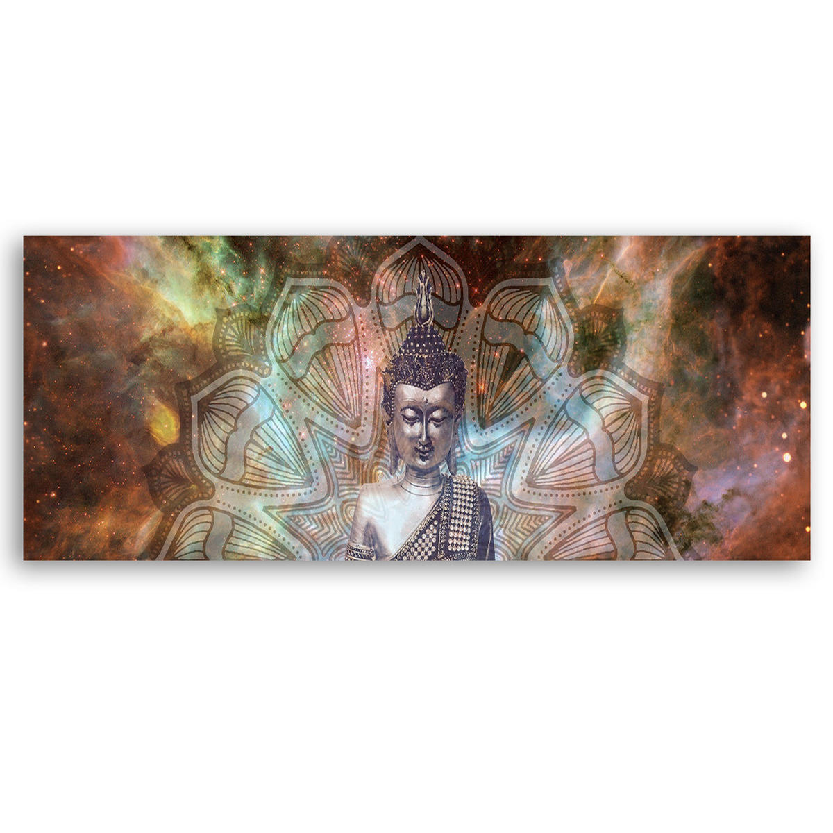 WANDBILD abstrakt mit buddha - Braun, Textil (90/30cm) - Feeby