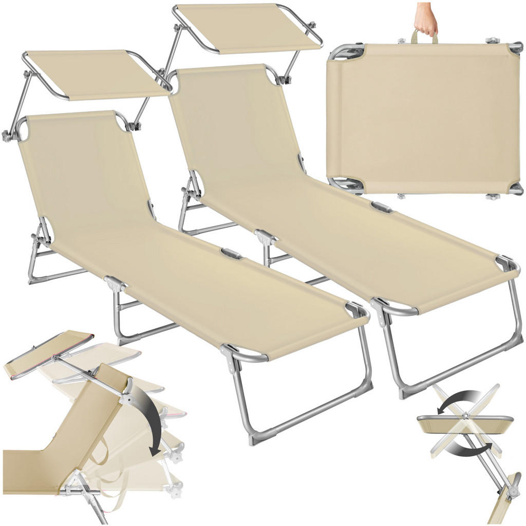 Thumbnail - tectake Gartenliege, Beige, Kunststoff, 68x28x190 cm, Gartenmöbel, Gartenliegen