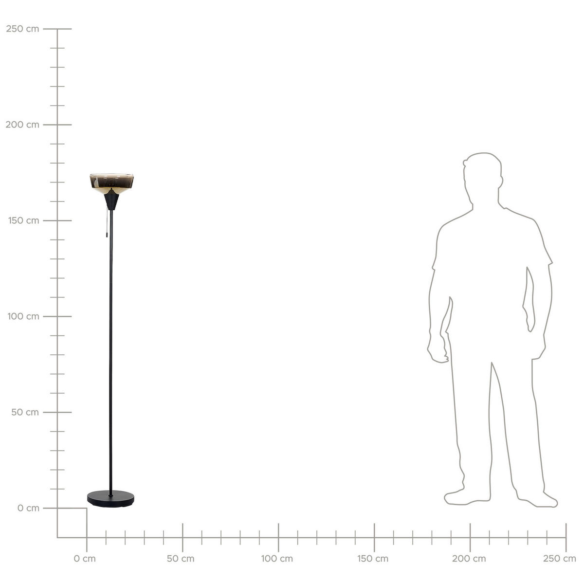STEHLAMPE Talparo 25/25/175 cm - Schwarz, Metall (25/25/175cm) - Beliani