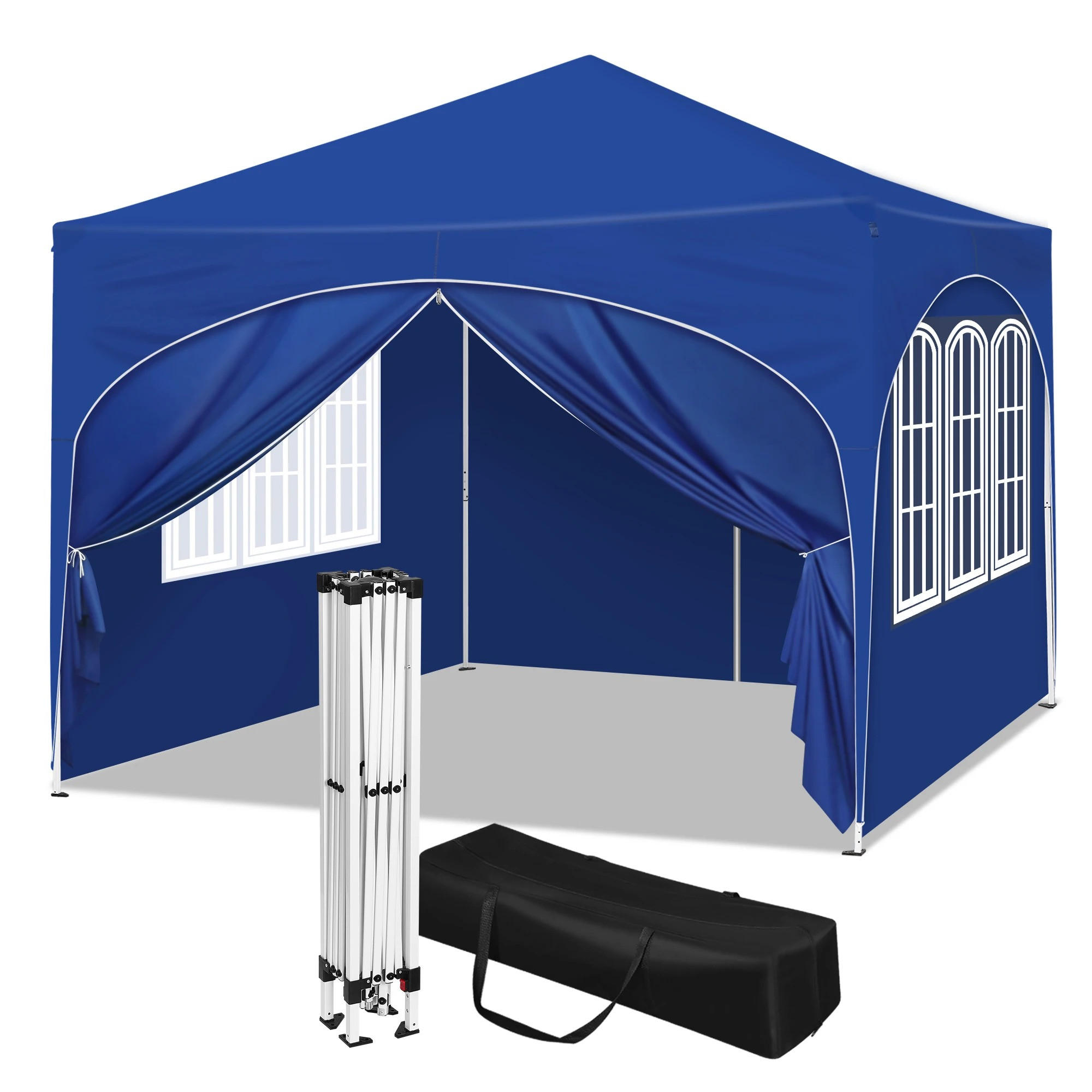 PAVILLON 3x3 m Blau mit 4 Seitenwänden - Blau, Textil/Metall (300/300cm) - Kaket