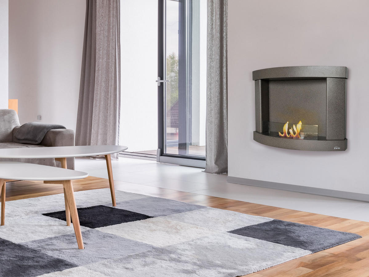 BIOETHANOL-KAMIN Grau Wandmodell inklusive 1 L Brennblock - Grau, Metall (97/59/15cm) - Purline