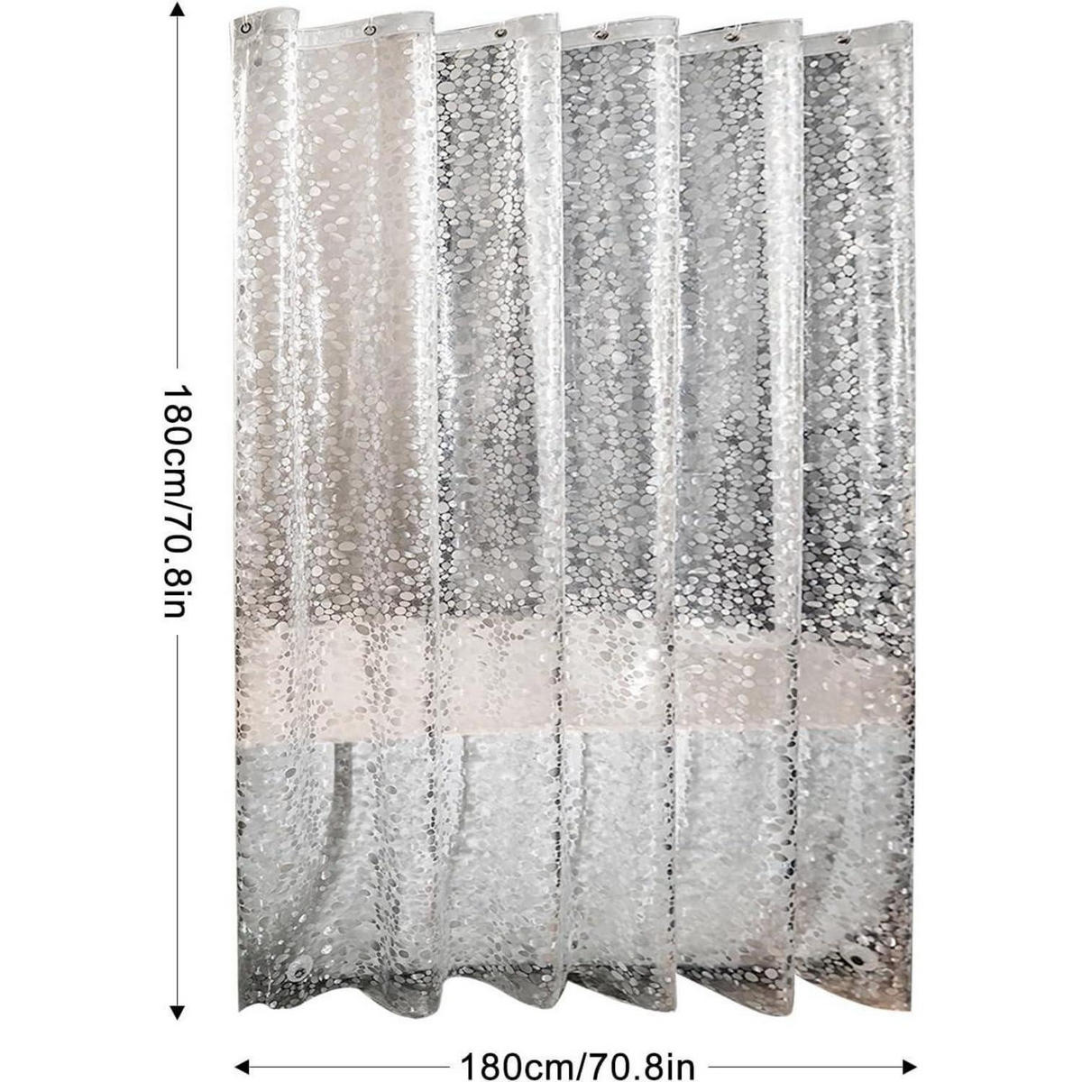 DUSCHVORHANG 180 x 180 cm PEVA Anti-Schimmel Wasserdicht - Transparent, Kunststoff (180/180cm)