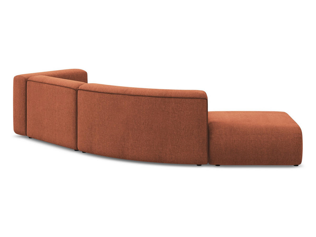 ECKSOFA Links Chenille Stoff Orange - Terracotta/Schwarz, Kunststoff/Textil (335/70/166cm) - Makamii