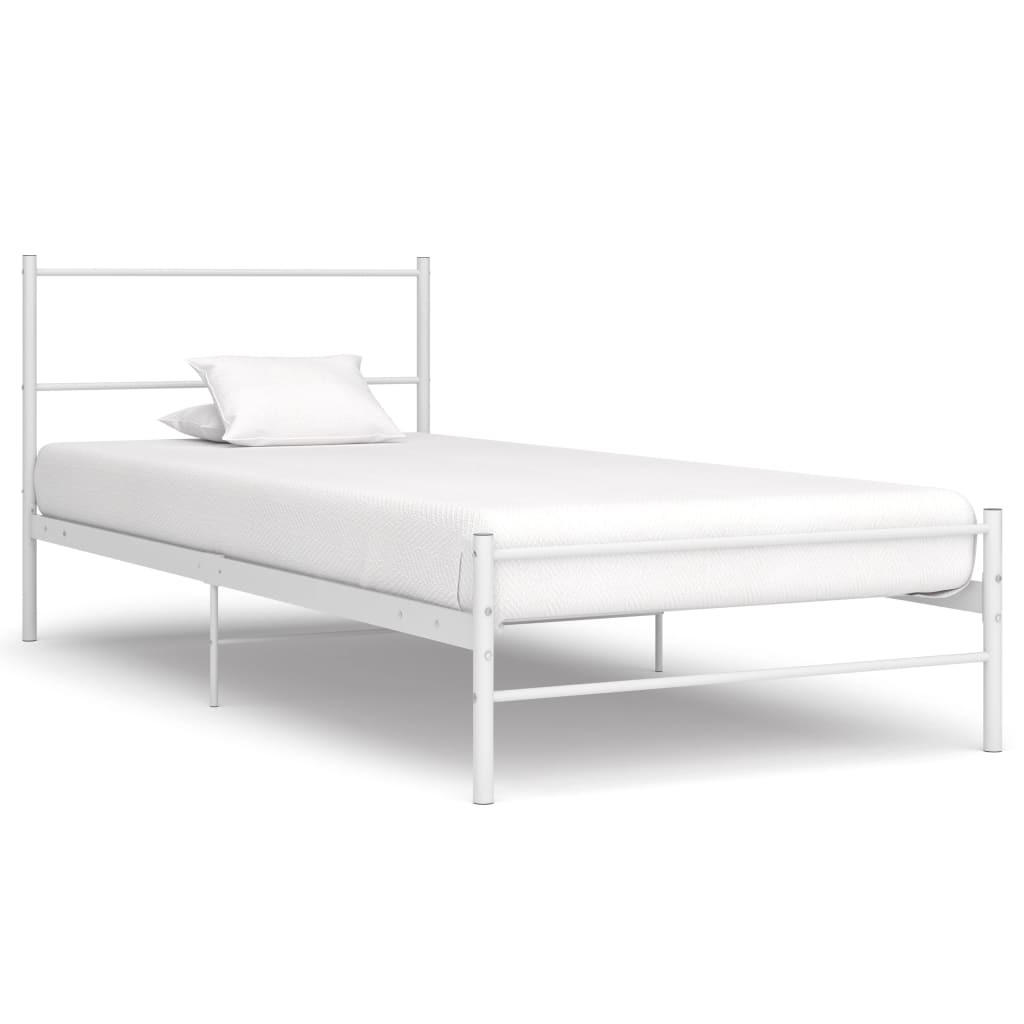 BETT WEISS METALL 90X200 CM - Weiß, Metall - vidaXL