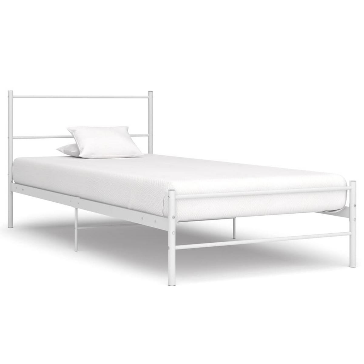 BETT WEISS METALL 90X200 CM - Weiß, Metall - vidaXL