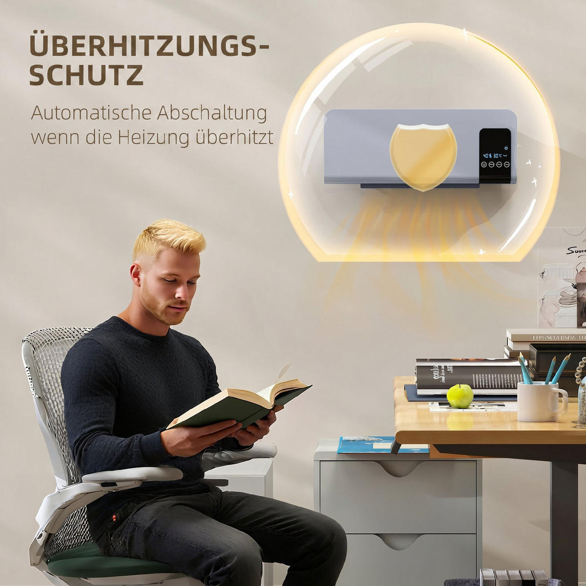 WANDHEIZGERÄT ABS Grau - Grau, Kunststoff (12/21.5/54.5cm) - HOMCOM