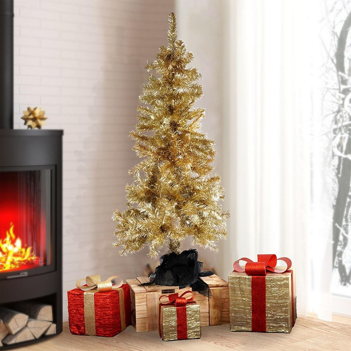 KÜNSTLICHER WEIHNACHTSBAUM glamour 120 cm Goldfarben - Goldfarben, Kunststoff (120cm) - Home Styling Collection