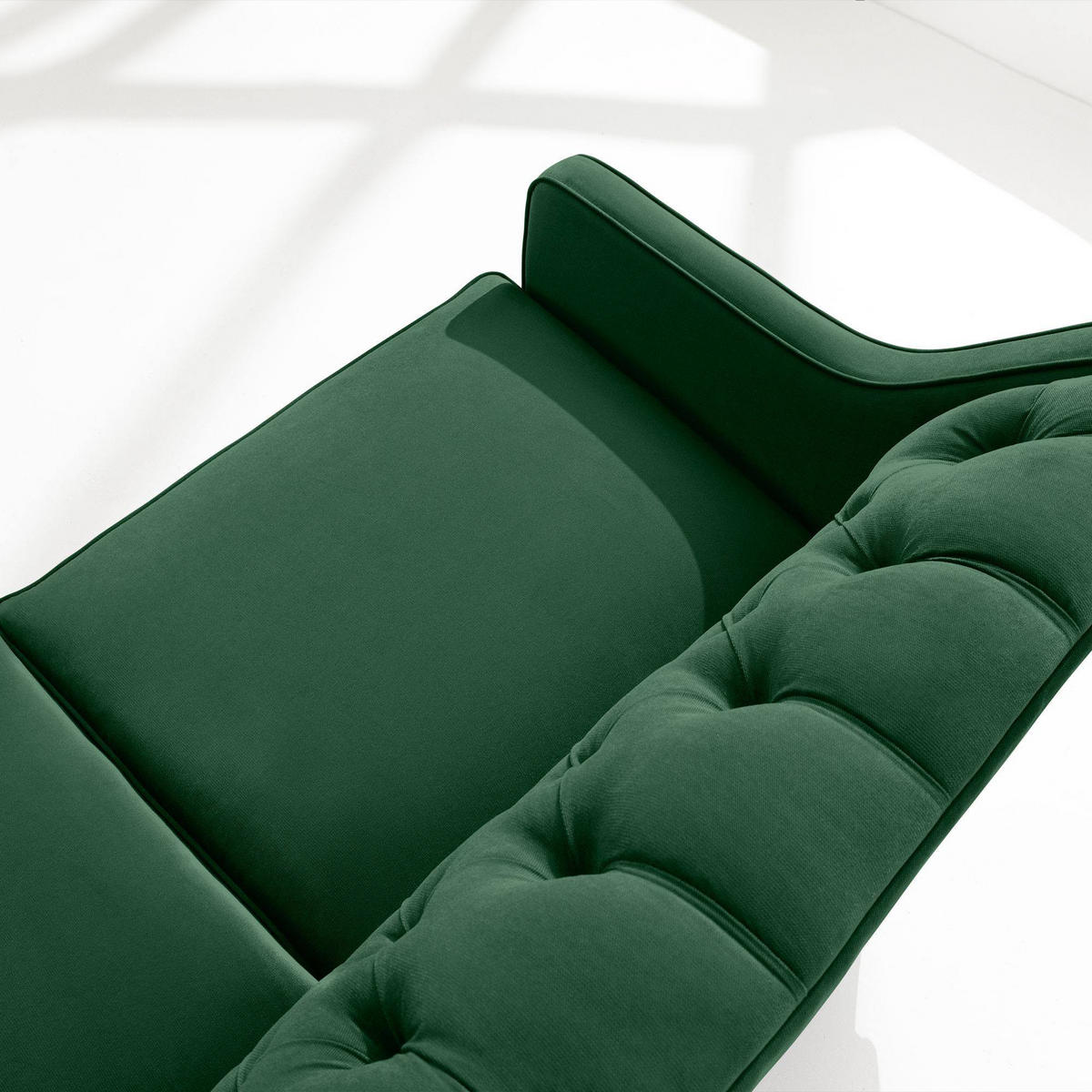 3-SITZER-SOFA NOMUS 3-Sitzer Velours, gesteppt, Dunkelgrün - Wengefarben/Dunkelgrün, Holz/Holzwerkstoff (192/78/80cm) - KONSIMO®