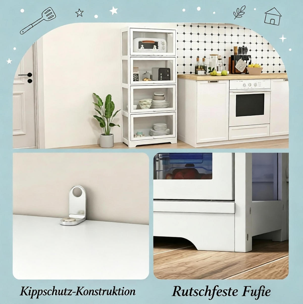 VITRINENSCHRANK in Weiß 59x30x139 cm mit 4 Fächern und Schiebetüren - Weiß, Holzwerkstoff (30/139/59cm) - IVMEU