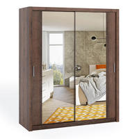 SCHIEBETÜRENSCHRANK Tamiza 180/215/62 mit Spiegel - Silberfarben/Braun, Holzwerkstoff/Kunststoff (180/215/62cm) - Ravio