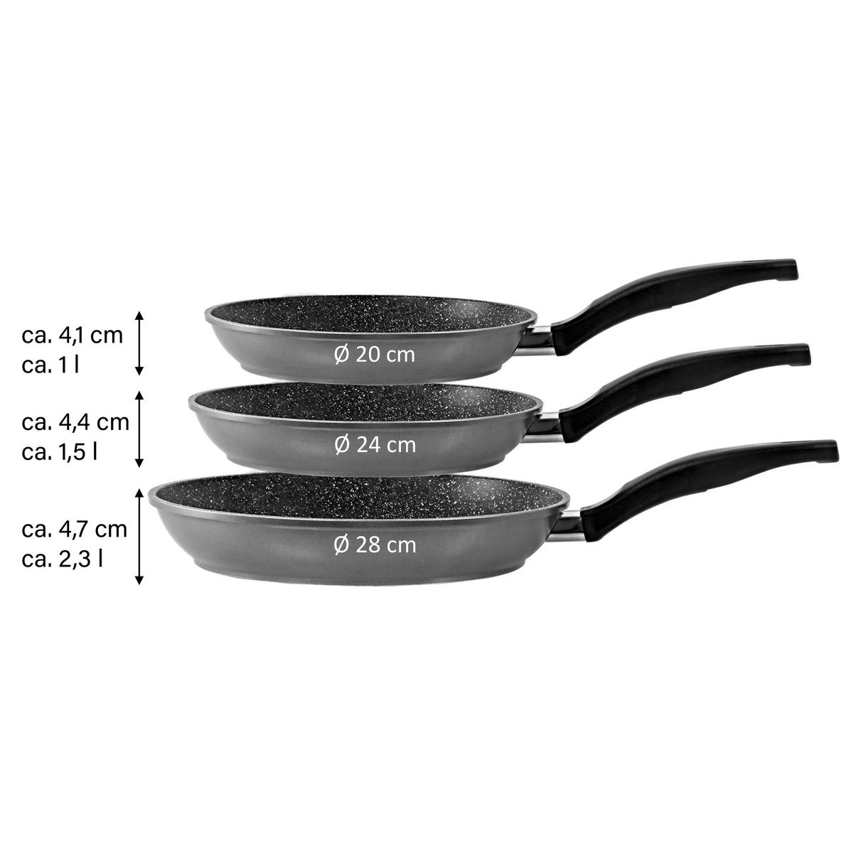 PFANNENSET 3 TEILIG - Grau, Metall - Stoneline