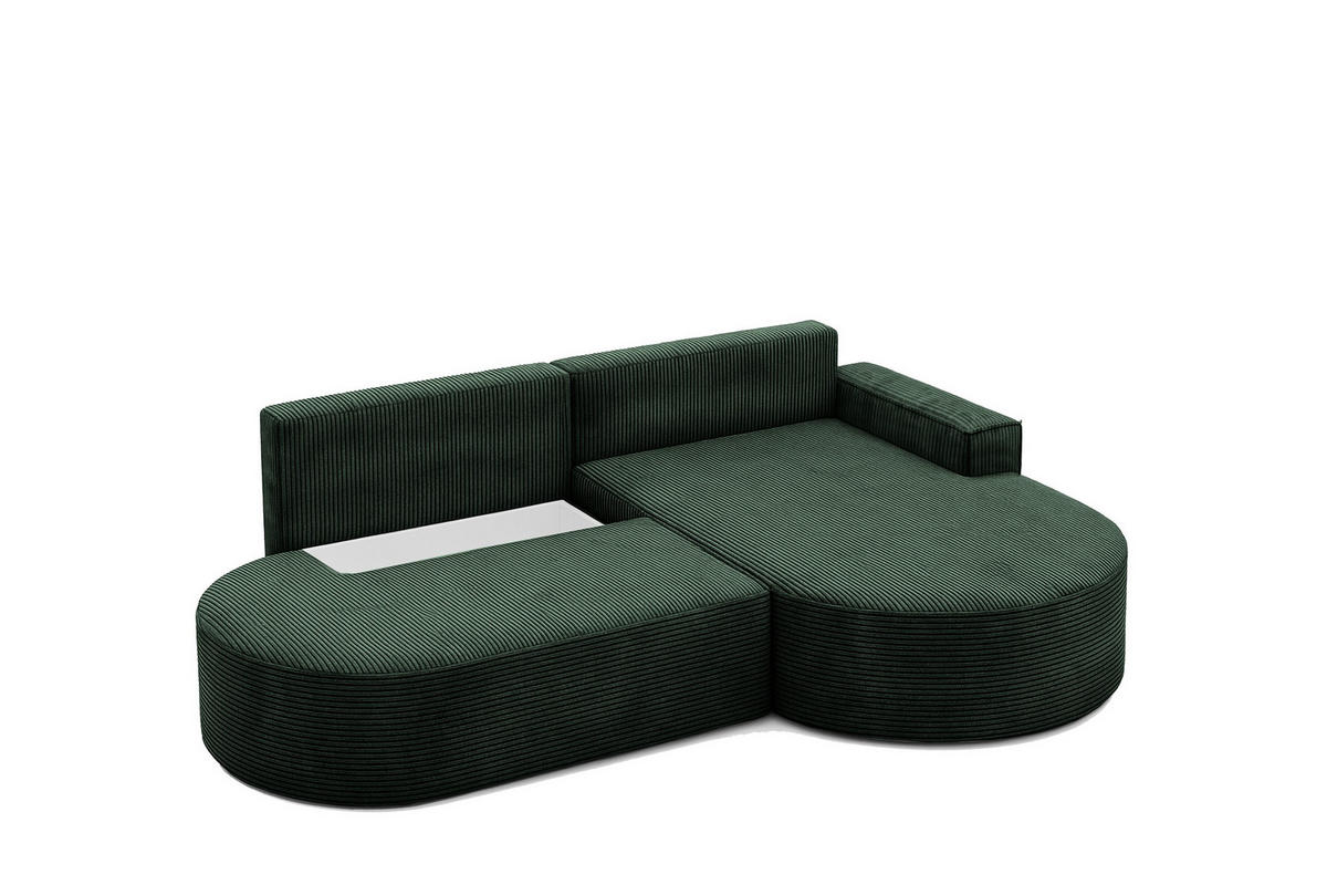 ECKSOFA mit Schlaffunktion und Bettkasten Modena Runden stoff Poso Grün Rechts - Grün, Holz/Textil (278/179cm) - Kaiser Möbel