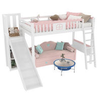 HOCHBETT 90/200 cm Weiß mit LED-Leuchten und Rutsche aus Kiefernholz - Weiß, Holz (90/200cm) - OKWISH