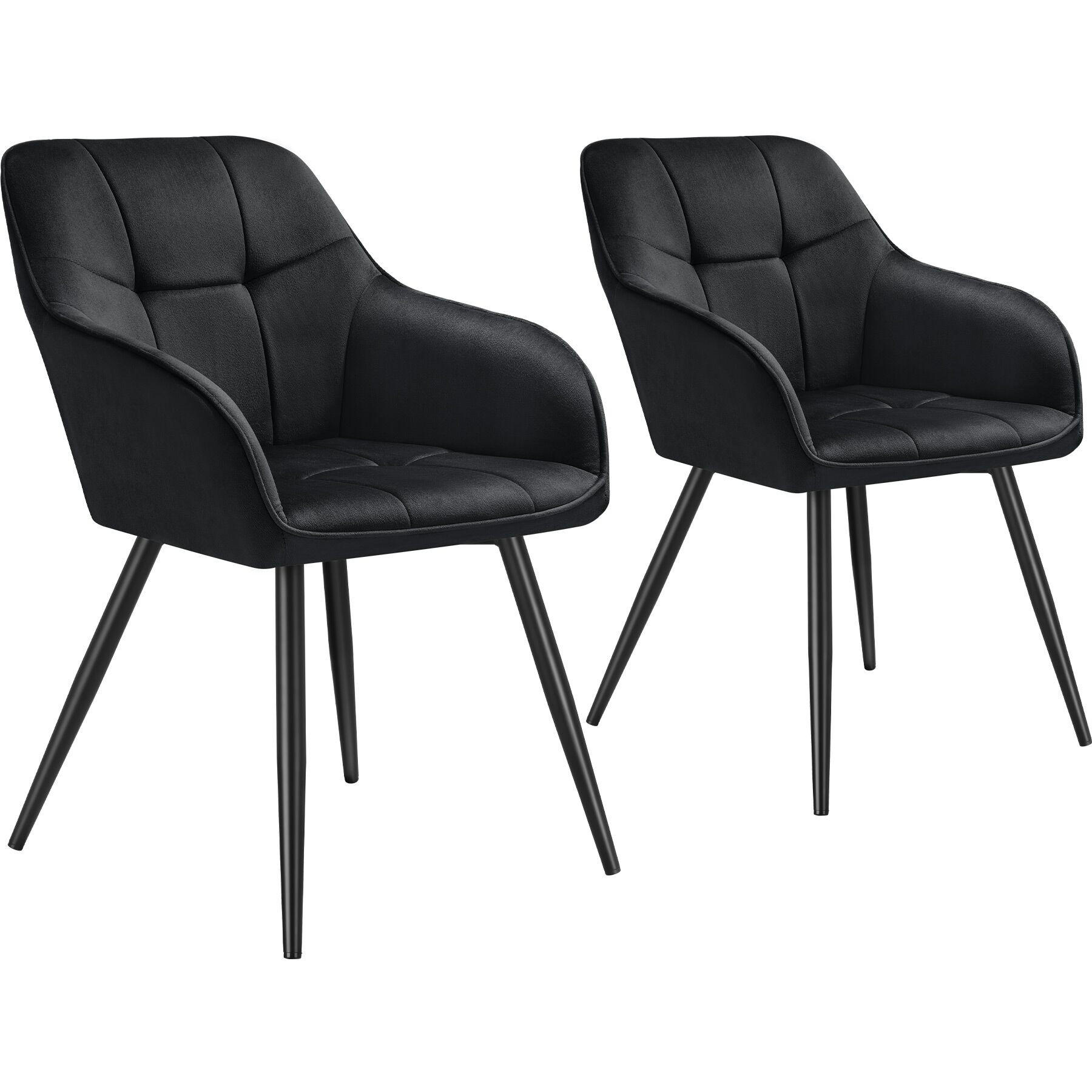 tectake Esszimmerstuhl Schwarz, Schwarz 58x82x62 cm