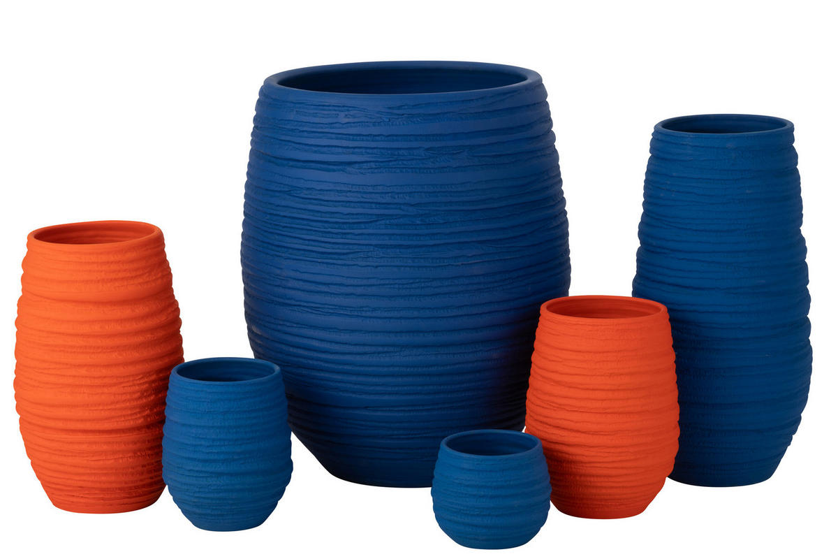 BLUMENTOPF FIESTA - Töpferei - Blau - L - Ø 44 cm - Blau, Keramik (44/60cm) - J-Line