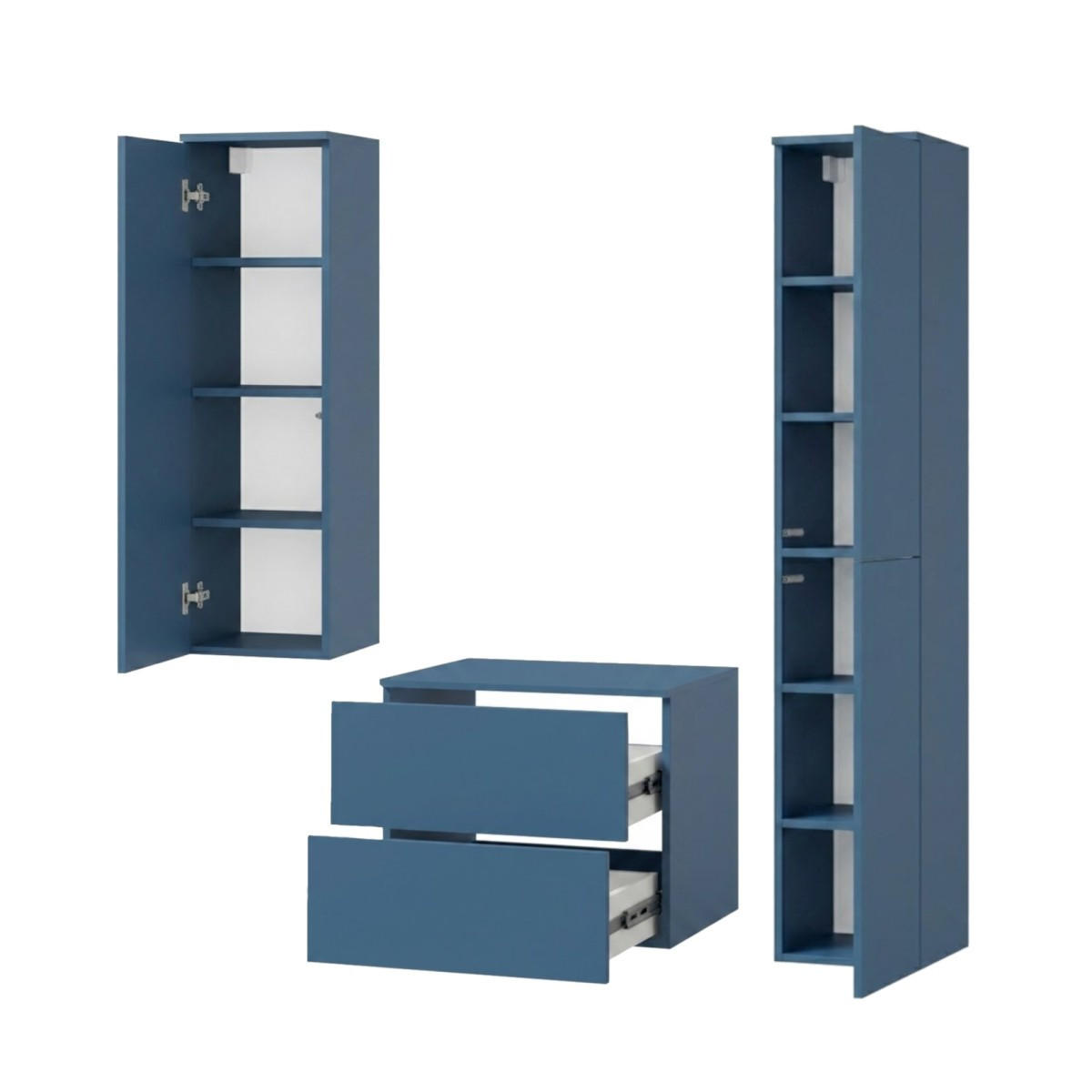 BADMÖBEL-SET Color Meeresblau 3-Teilig (2S 60 + 1D 100 + 2D 160) - Dunkelblau, Holzwerkstoff (120/160/45cm) - mzm24