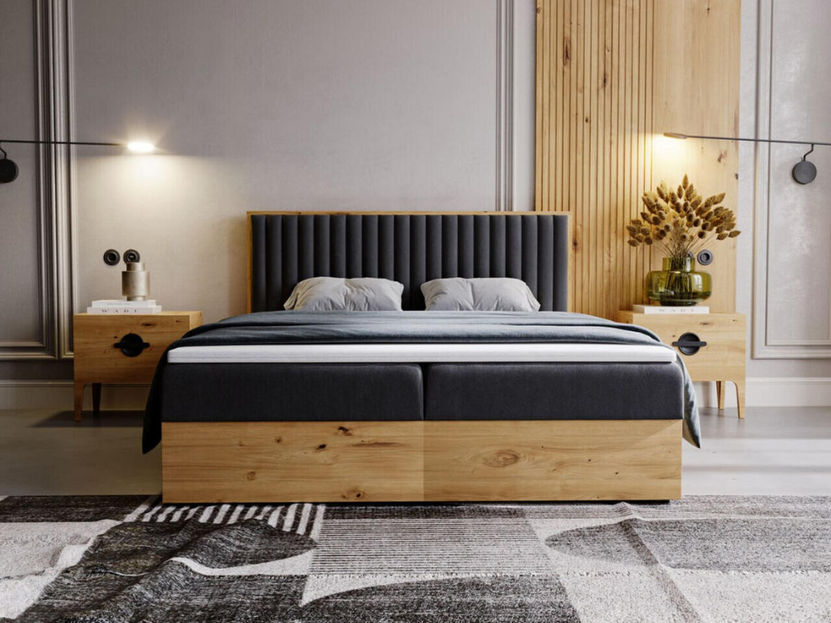 BOXBETT Forest 180x200 Anthracite - Anthrazit, Holz/Textil (180/200cm) - Graingold