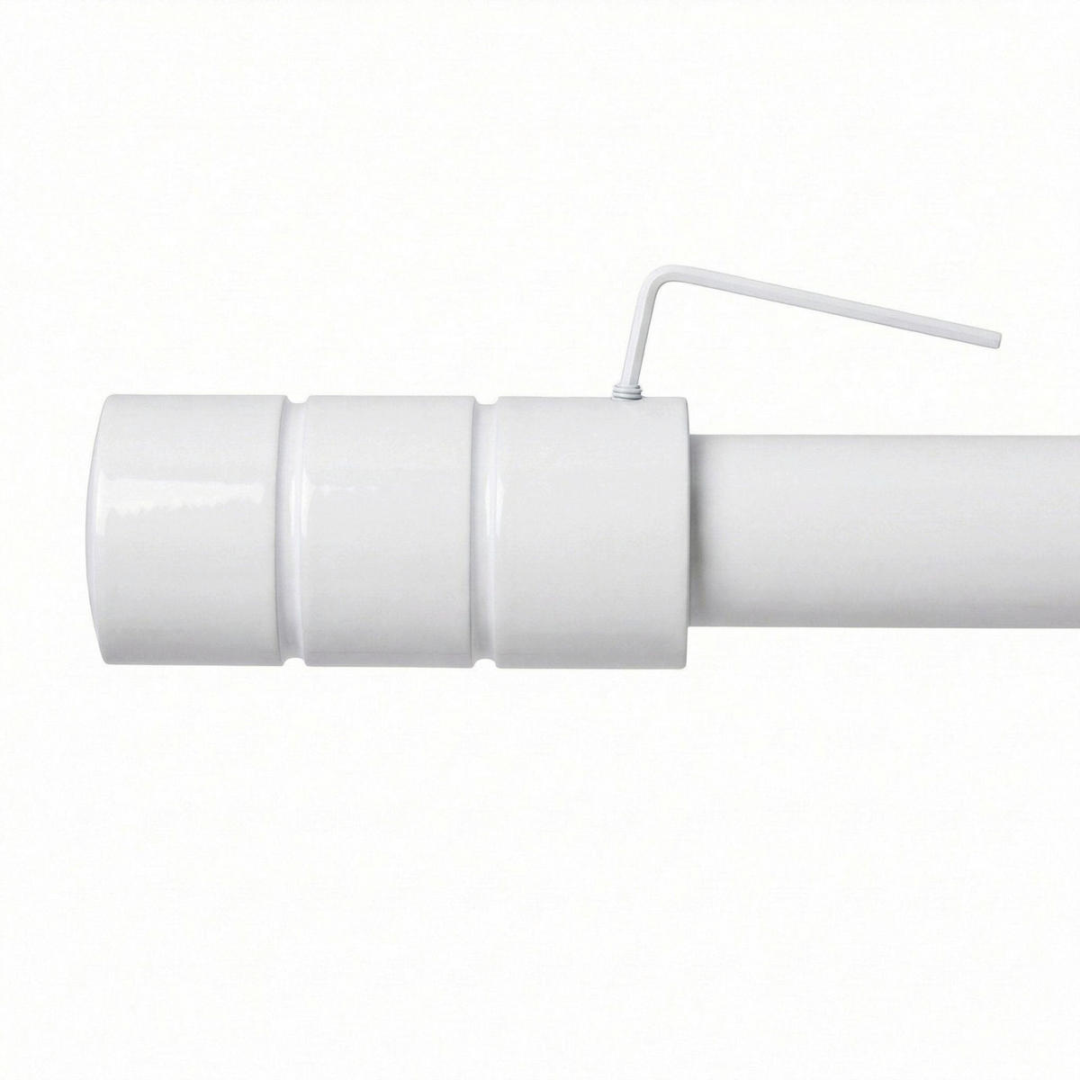 GARDINENSTANGE auf Maß 25mm 1-läufig Weiß mit Zylinder - Serie Style - biela, kov (160cm) - Deco-Raum