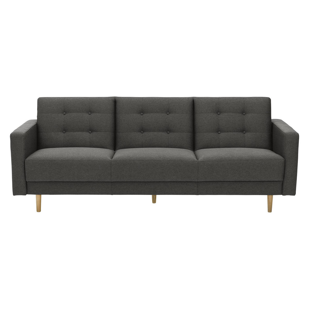 SOFA 3-Sitzer mit Bettfunktion Kazia Flachgewebe anthrazit - Anthrazit, Kunststoff (224/81/83cm) - 58aufmkessel