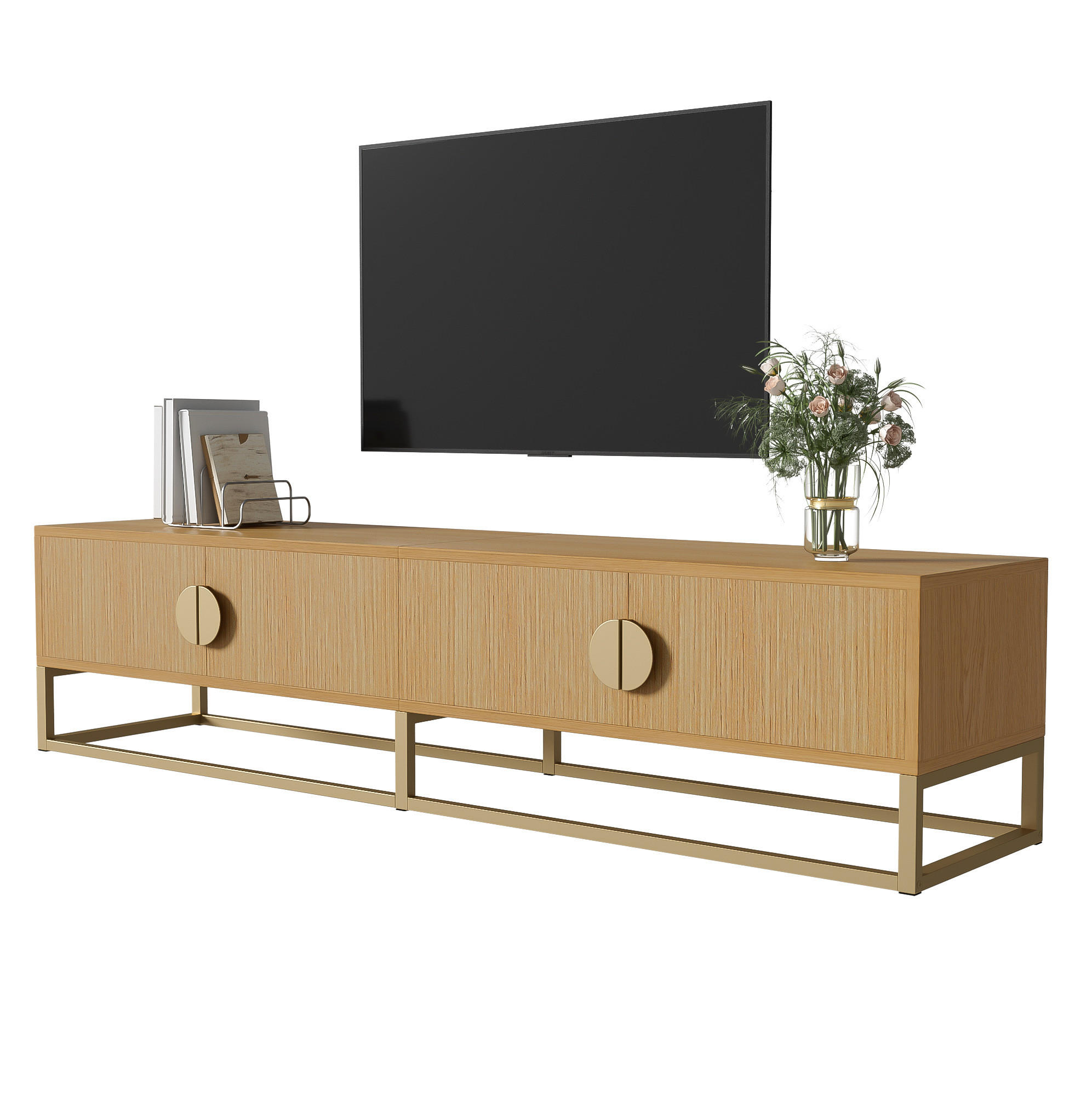 LOWBOARD 180/40/40 cm in Holzfarbe aus MDF und Spanplatte mit 4 Türen und Soft-Close - Braun, Holzwerkstoff (40/40/180cm) - OKMYHOME