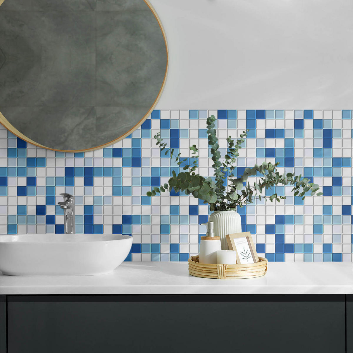 WANDPANEEL 100x50 cm selbstklebend Dunevale - Hellblau, Kunststoff (50/1.6/100cm) - Wallfluent