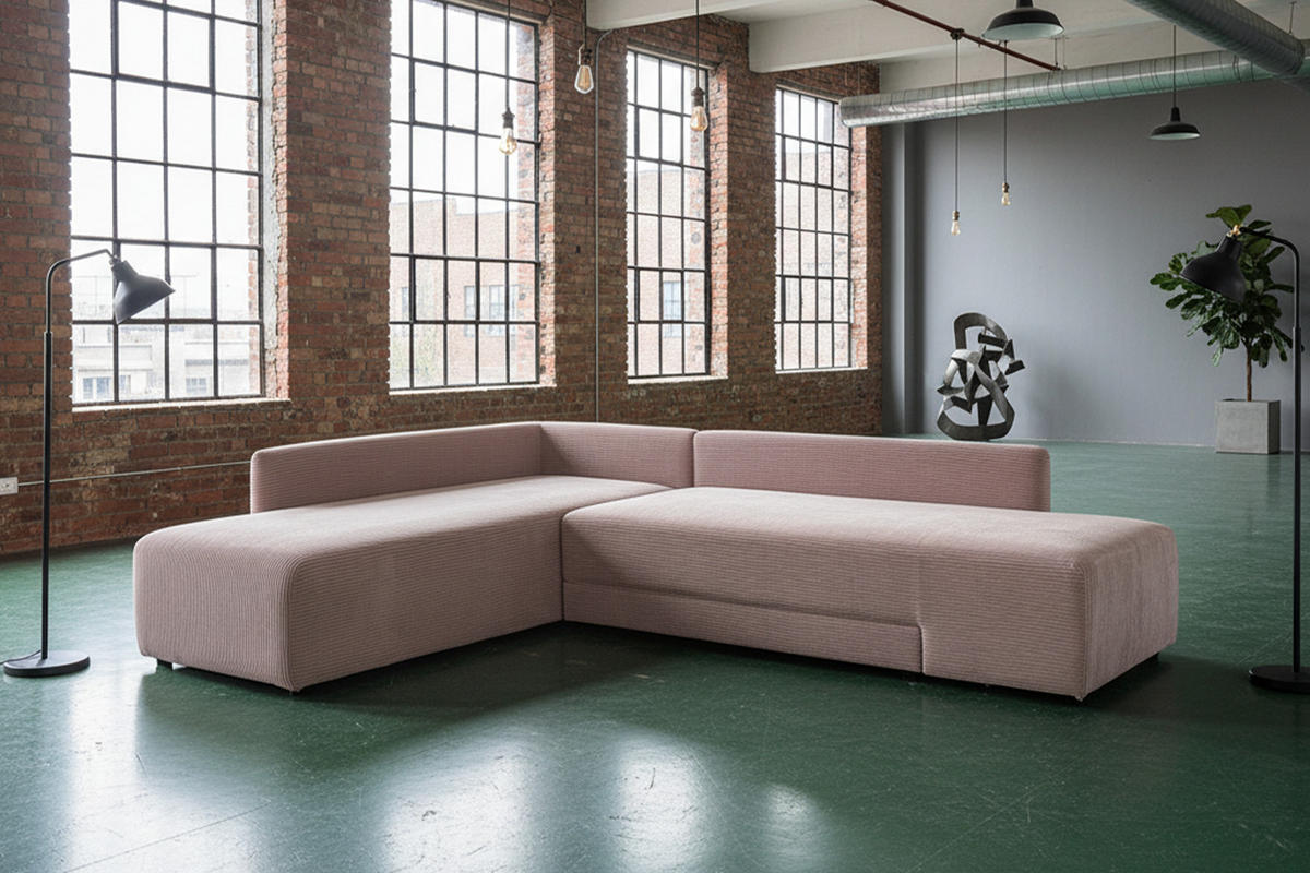 SCHLAFSOFA SADIRA Taupe Cord - Taupe/Schwarz, Kunststoff/Textil (288/209cm) - KAWOLA