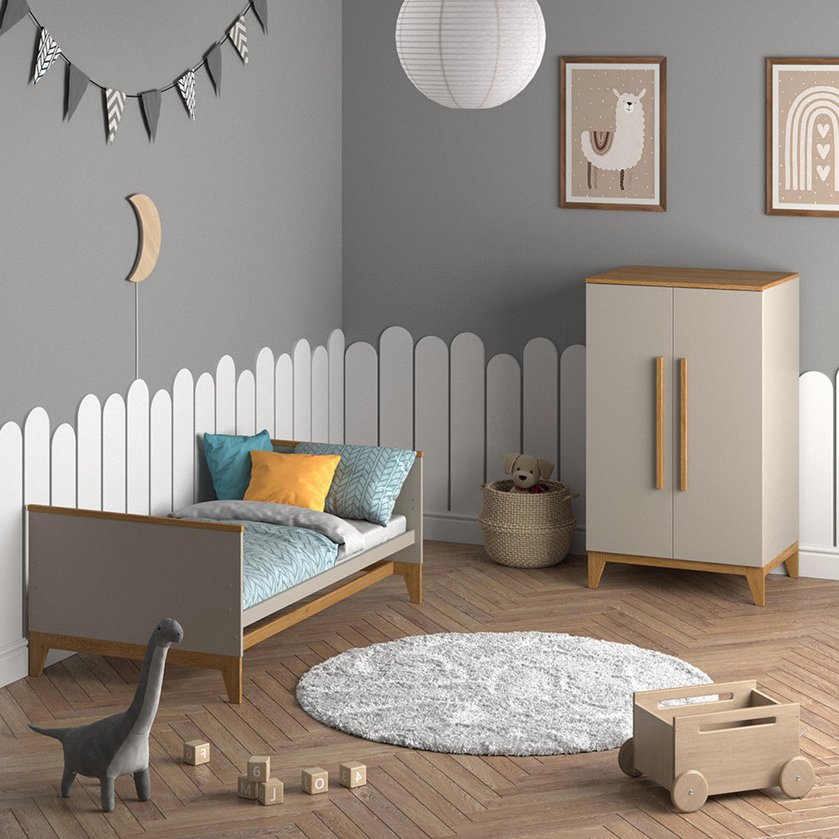 KINDERKLEIDERSCHRANK Malia Cashmere-Eiche 70 x 120 cm - Kaschmir, Holzwerkstoff (70/120/53.4cm) - VitaliSpa