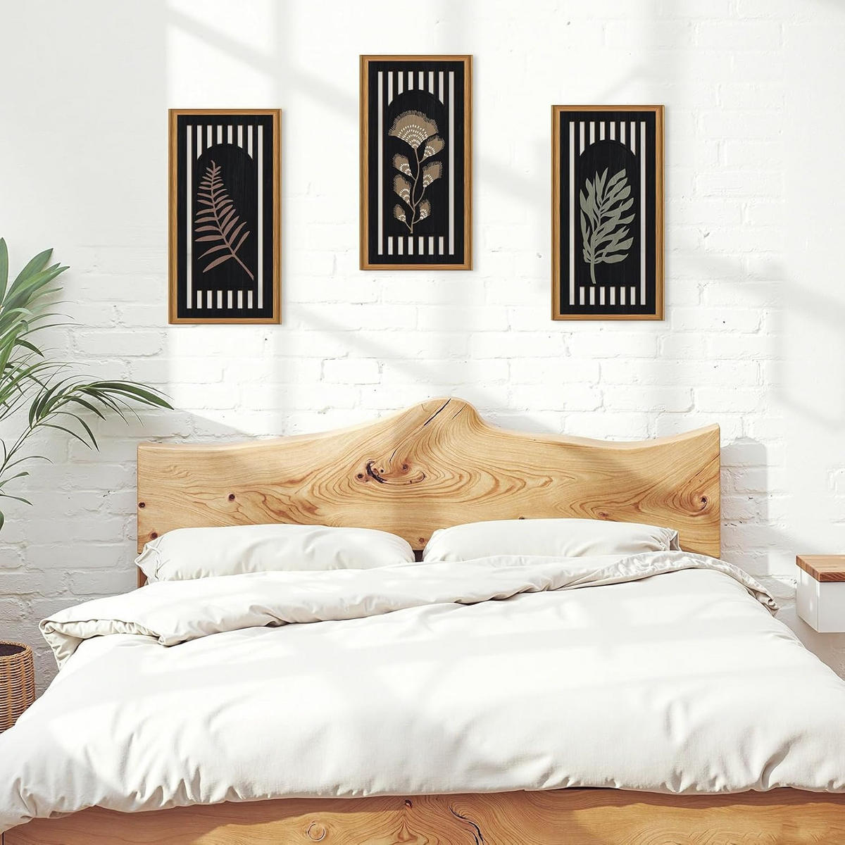 WANDDEKO 20x40cm Pflanzenmotiv Holz 3er Set - Akaziefarben, Holzwerkstoff (40/1cm) - Weltevree
