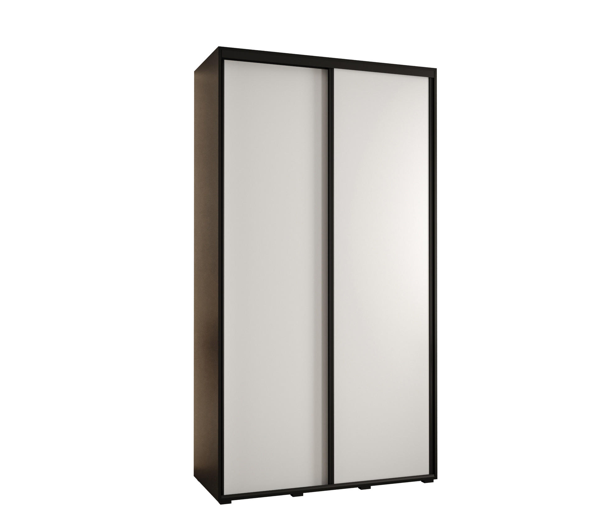 Abiks Möbel Schwebetürenschrank Schwarz, Weiß, Schwarz 130x235x45 cm